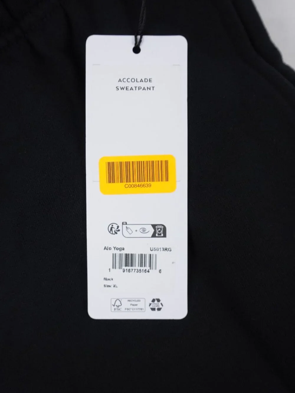 ALO Yoga Accolade Cotton Blend Logo Sweatpants In Black - Women's Size XL - NWT